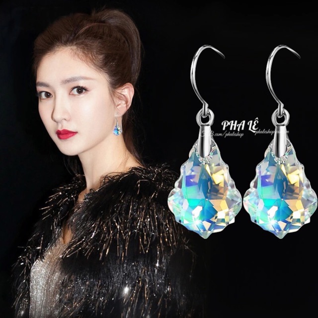 Bông Tai Pha Lê Hình Thông Được Thiết Kế Từ Pha Lê Swarovski và Bạc S925