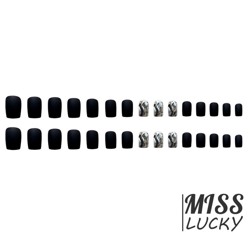 Set 24 móng giả sơn màu đen nhám thời trang cho nữ