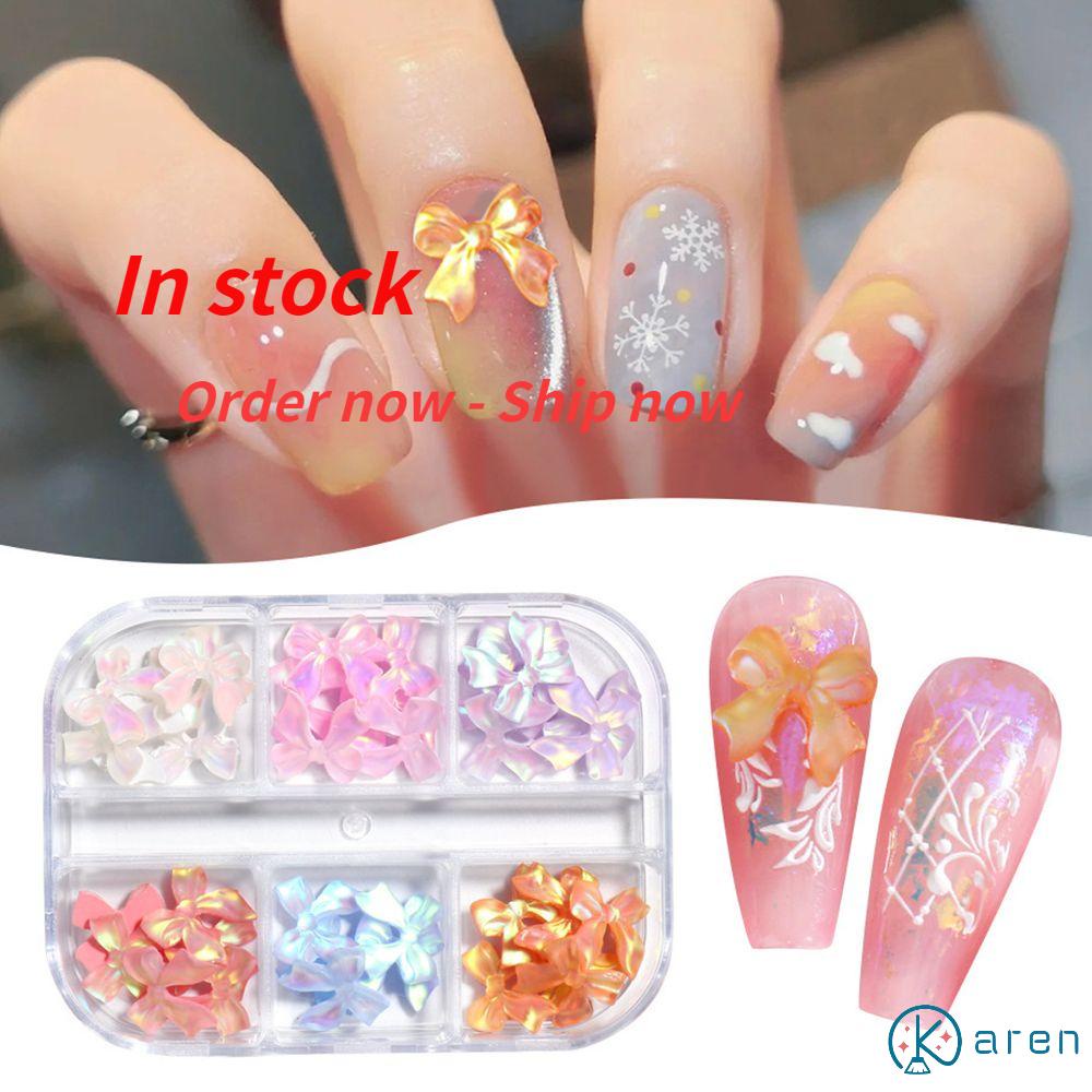 Phụ Kiện Dây Ruy Băng Trang Trí Móng Tay Bằng Nhựa Acrylic Hình Cánh Bướm