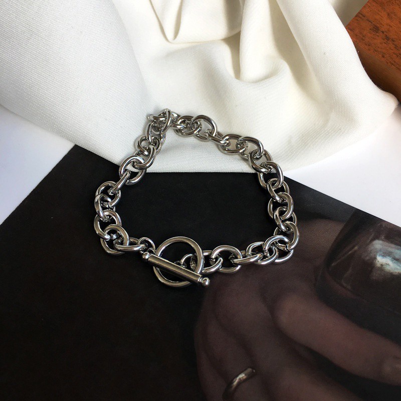 Vòng tay khóa OT phong cách punk đường phố thời trang Hàn Nhật cho cặp đôi 191165