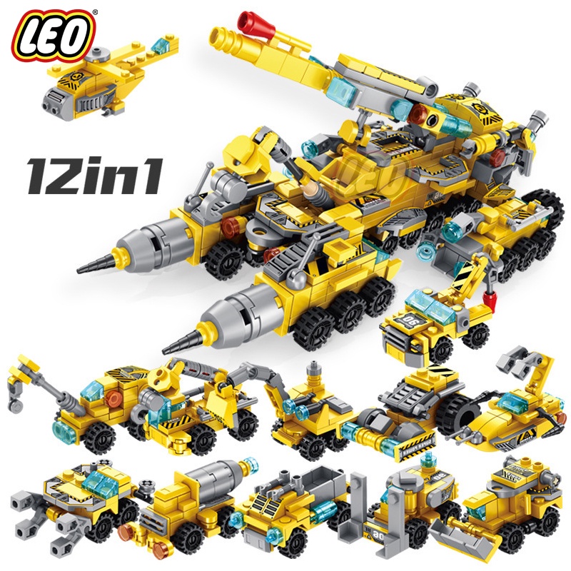 Lego Technic xe cần cẩu công trình xây dựng, mô hình lắp ráp lego xe tải công trường