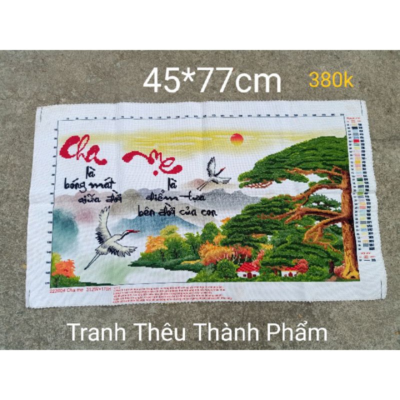 Tranh Thêu Chữ Thập Cha Mẹ Cầu Cho Cha Được Thanh Nhàn Chúc Cho Mẹ Được An Khang Tuổi Già