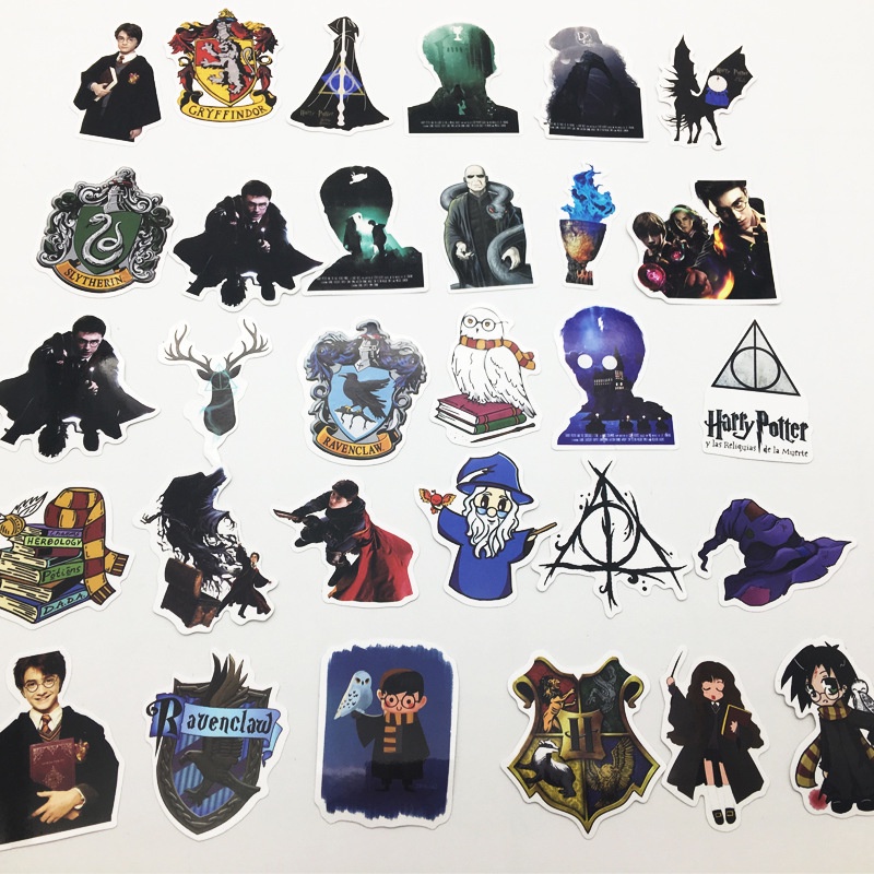 Bộ 50 nhãn dán trang trí điện thoại / máy tính / sổ tay / xe điện / đồ chơi hình Harry Potter hoạt hình cổ điển