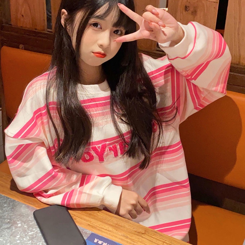 Áo Khoác Lông Cừu Mỏng Dáng Chữ A Họa Tiết Kẻ Sọc Phong Cách Hàn Quốc Thời Trang Cho Nữ