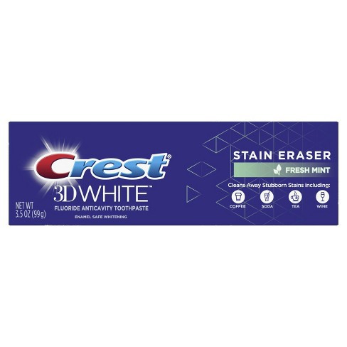 [Làm sạch 95% vết ố trên răng] Kem đánh răng làm trắng răng Crest 3D White Stain Eraser Fresh Mint 0.99g hàng nhập Mỹ
