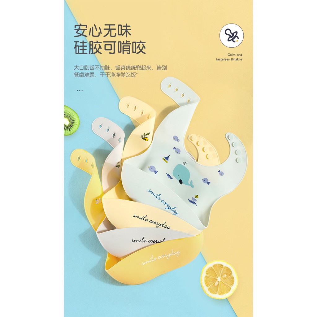 Yếm ăn bằng silicone chống thấm nước dành cho trẻ nhỏ