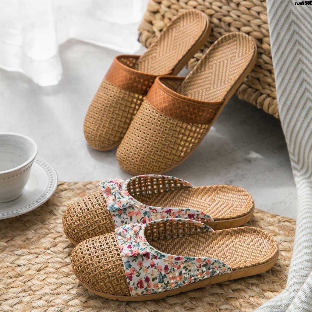 Đầu trong thế giới?Dép Đi Trong Nhà $< Túi Cói Linen Dệt?Dép Đi Trong Nhà Chống Trượt Cho Nam Nữ
