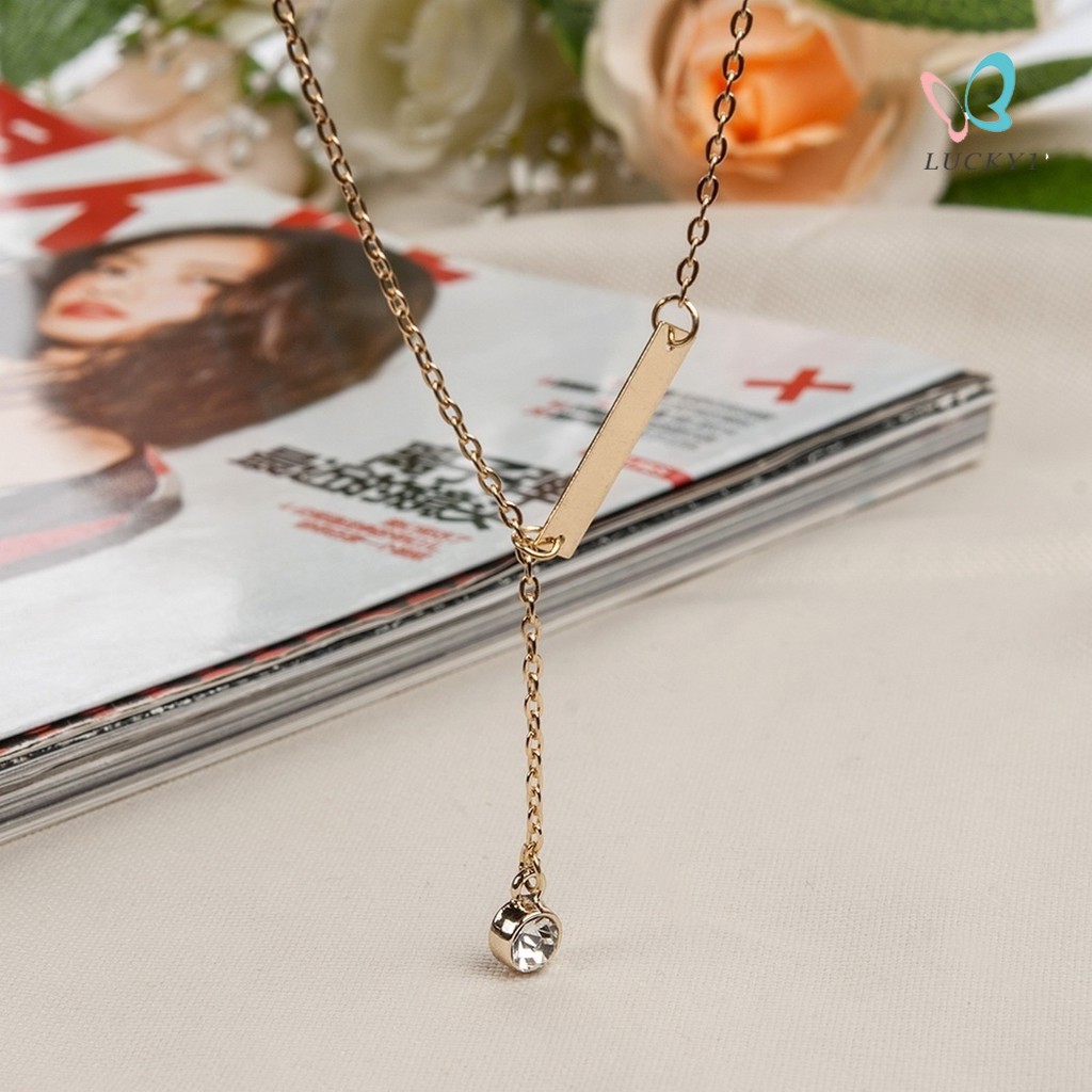 Gold necklace Fashion Style Women Lady Y Shaped Design Alloy Chain Pendant Necklace W_S (Color: Gold