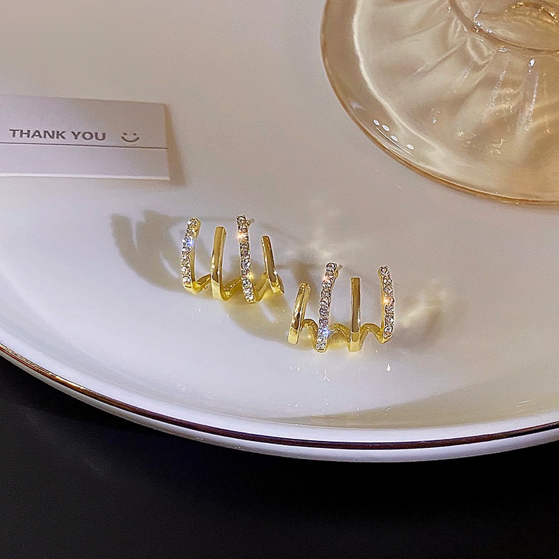 Khuyên Tai Nữ Nhiều Lớp Đính Đá Pha Lê Đơn Giản