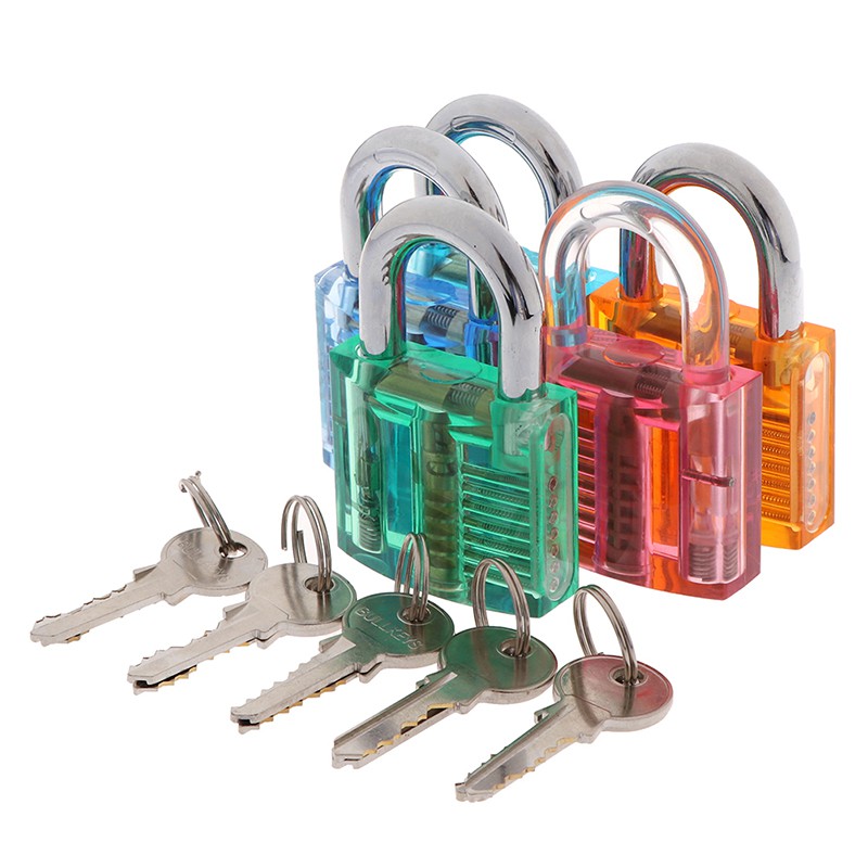 [onsalezone]Transparent Visible Pick Practice Padlock Lock With Key Removing Hook Kit