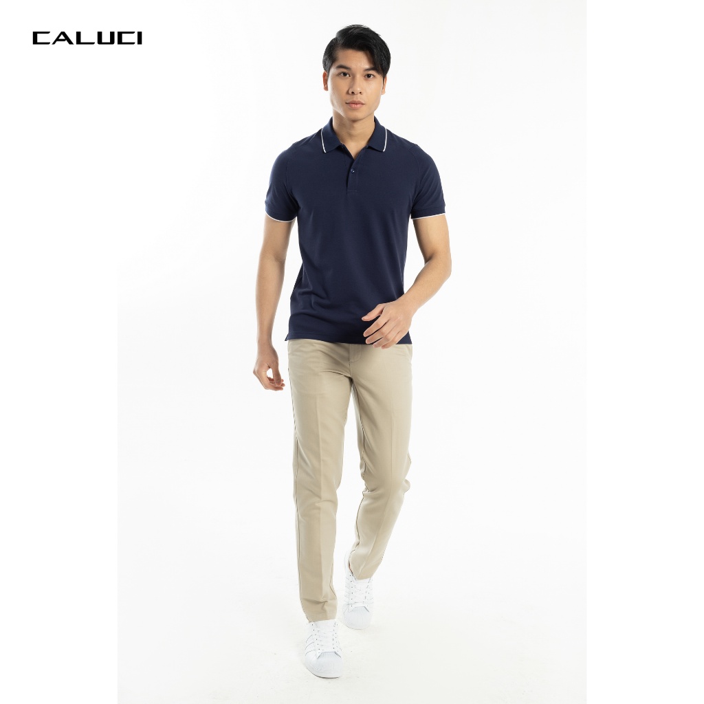 Áo polo nam CALUCI thiết kế cổ dệt, dáng suông nhẹ, tay raglan, chất liệu vải mềm mịn và thấm hút mồ hôi tốt MPS221S