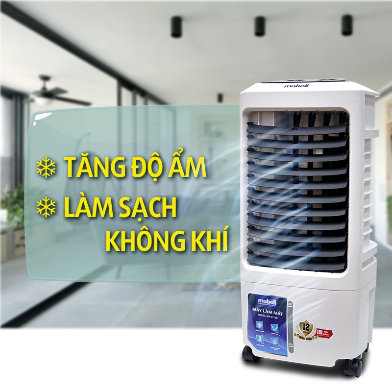 Quạt điều hòa hơi nước làm mát không khí mobell AIR-2116A-OL 3 cấp độ gió công suất 70W bảo hành 12 tháng