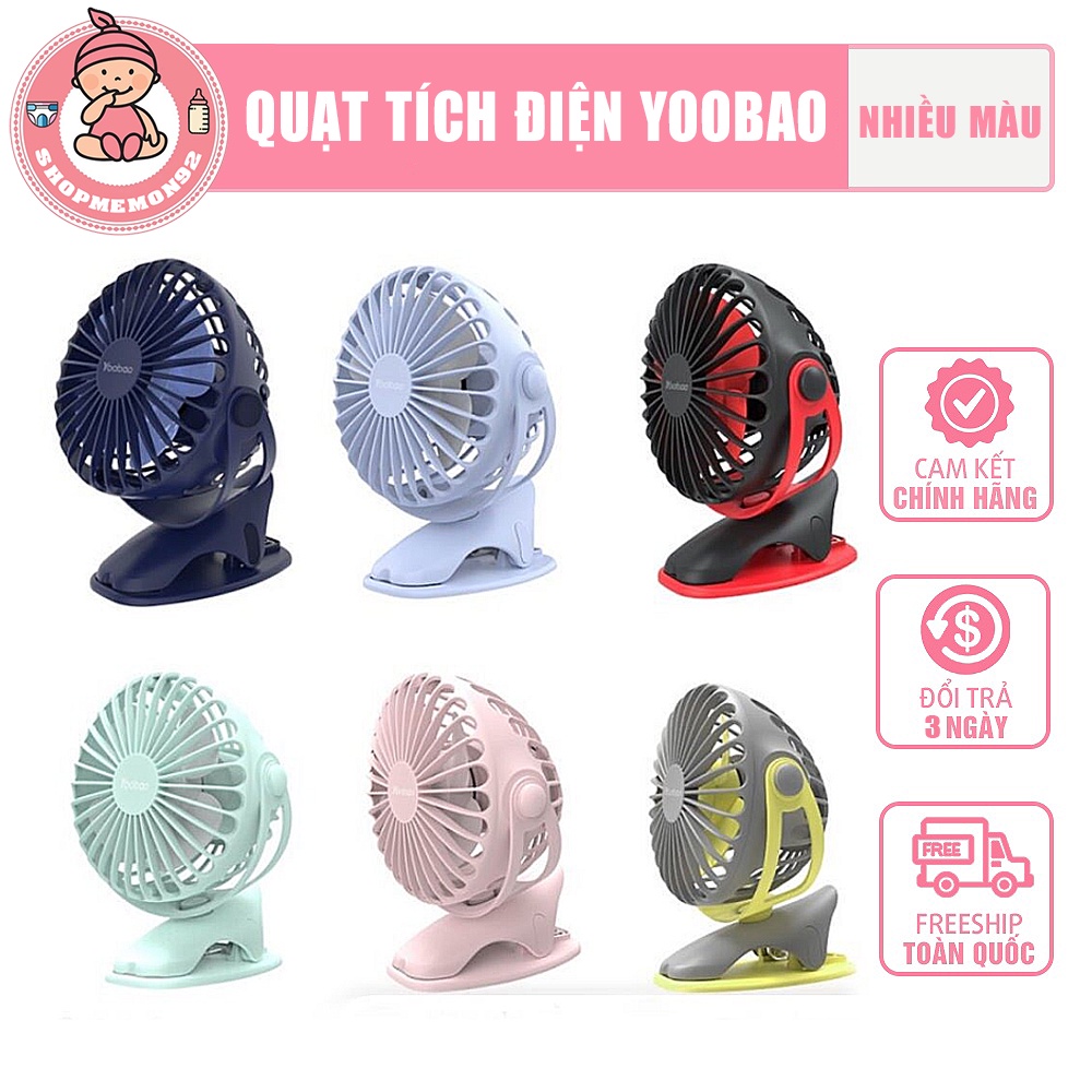 Quạt tích điện Yoobao 6400MAH, kẹp sạc mini cầm tay 4 cấp độ gió,kỳ diệu mẹ khỏe con vui