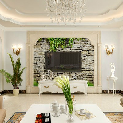 Phòng khách ghế sofa ấm áp Bình Dị Tường Gạch bức tranh tường 3D mô phỏng ba chiều văn hóa đá hình nền truyền hình nền t