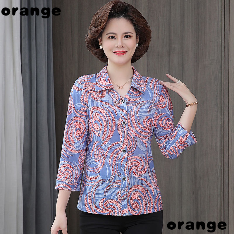 Áo Sơ Mi Mỏng Tay Dài Phong Cách Mới Dành Cho Phụ Nữ Trung Niên Và Mẹ Kích Thước Lớn Tuổi 5060
