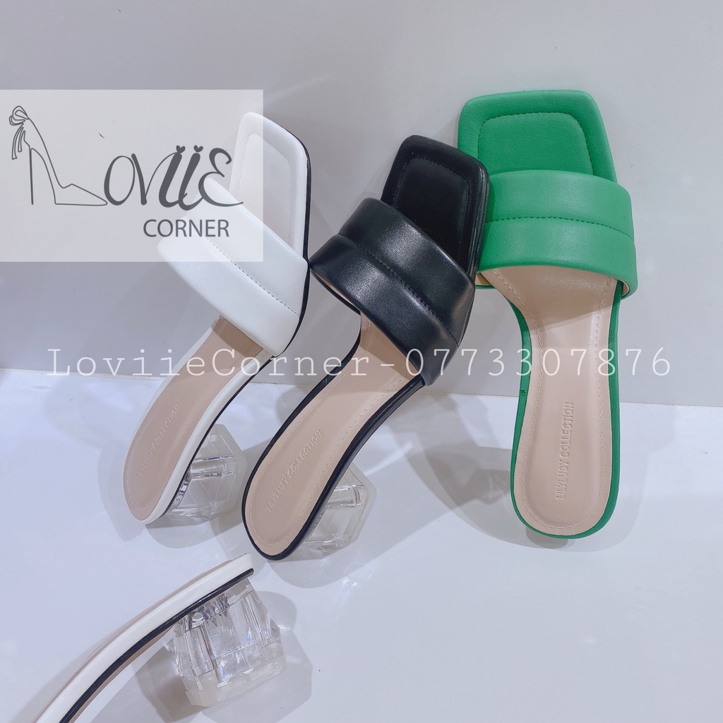 [Mã SKAMFSW175 giảm 10K đơn 50K] DÉP GUỐC NỮ LOVIIE CORNER - DÉP CAO GÓT 5 PHÂN - GUỐC QUAI NGANG ĐẾ TRONG D220212