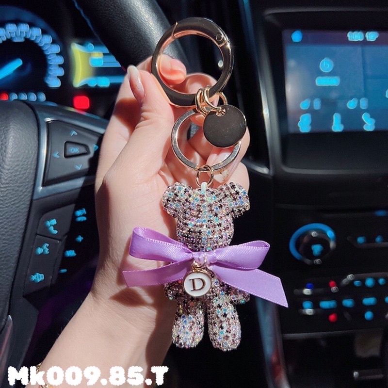 Móc khoá gấu nhiều màu phong cách sang trọng