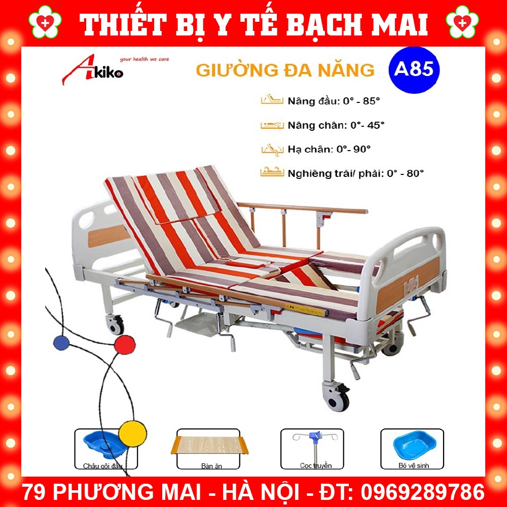 Giường bệnh nhân y tế 5 tay quay akiko a85 - đa năng - ảnh sản phẩm 1