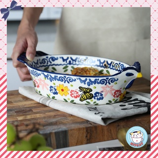 Thố con gà họa tiết Butterfly Flower, khay salad, khay nướng bánh vẽ tay độc đáo KITCAT STORE Triều Châu