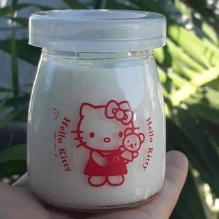 Hũ đựng sữa chua thủy tinh hình kitti siêu đáng yêu