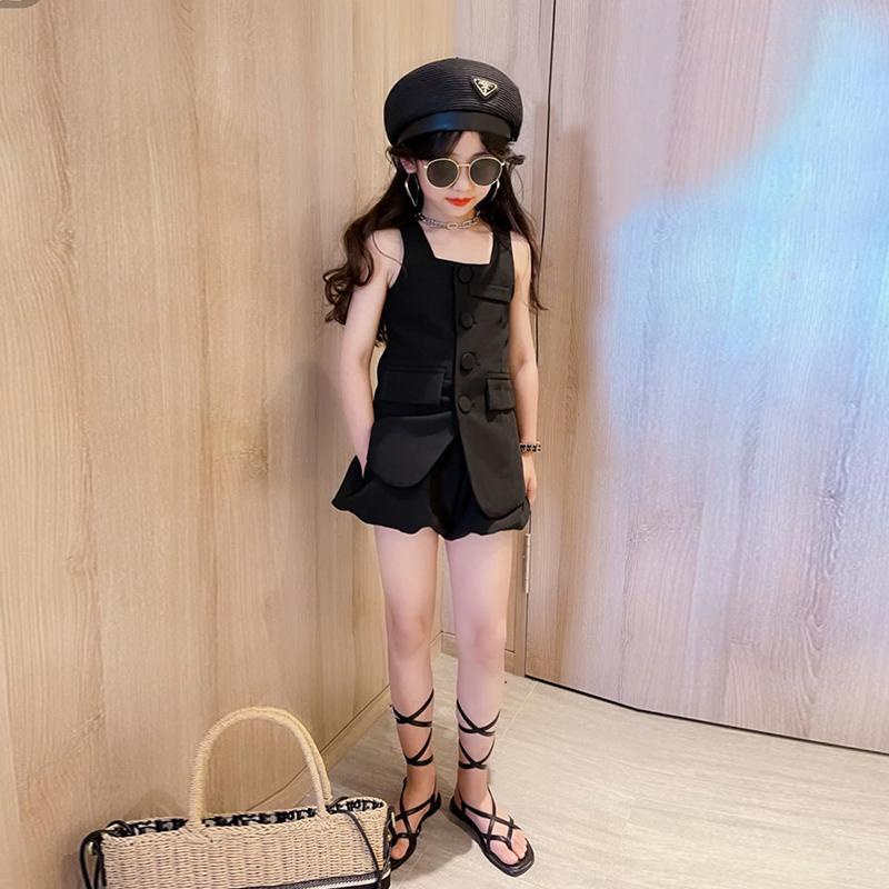 Bộ Đồ Hai Mảnh Áo Không Tay Dễ Phối Đồ Phong Cách Phương Tây Thời Trang Mùa Hè Dành Cho Bé Gái 48 Giờ