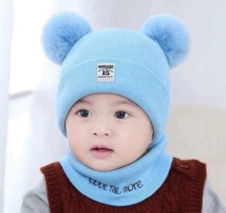 Mũ len kèm khăn trẻ em