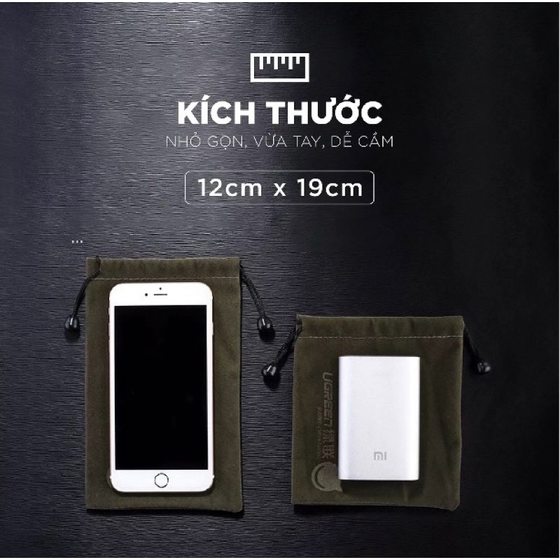 Túi đựng phụ kiện cáp sạc,pin dự phòng,điện thoại,... UGREEN có dây rút (12cm x 19cm)