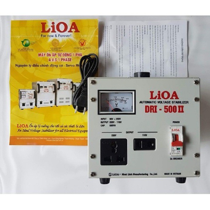 ỔN ÁP LIOA 0.5KVA DRI 500 ,BIẾN THẾ 220V XUỐNG 110V LIOA DẢI ĐIỆN 90V-250V