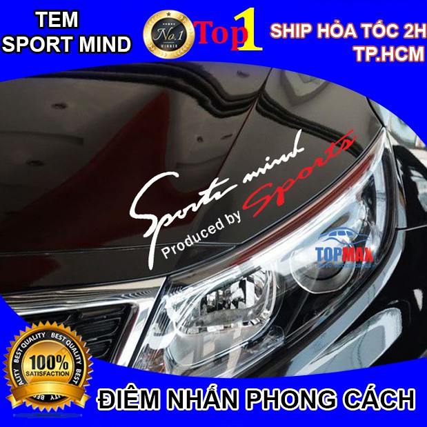 Tem dán Sport mind lên nắp capo ô tô