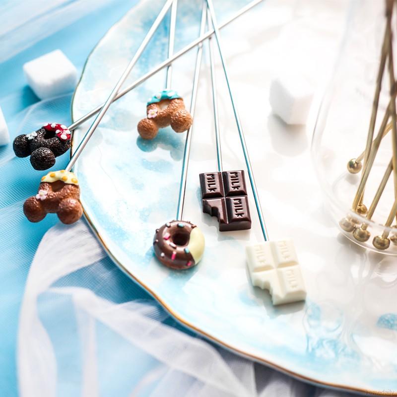 Cây khuấy đồ uống bằng thép không gỉ hình bánh donut độc đáo dùng trang trí