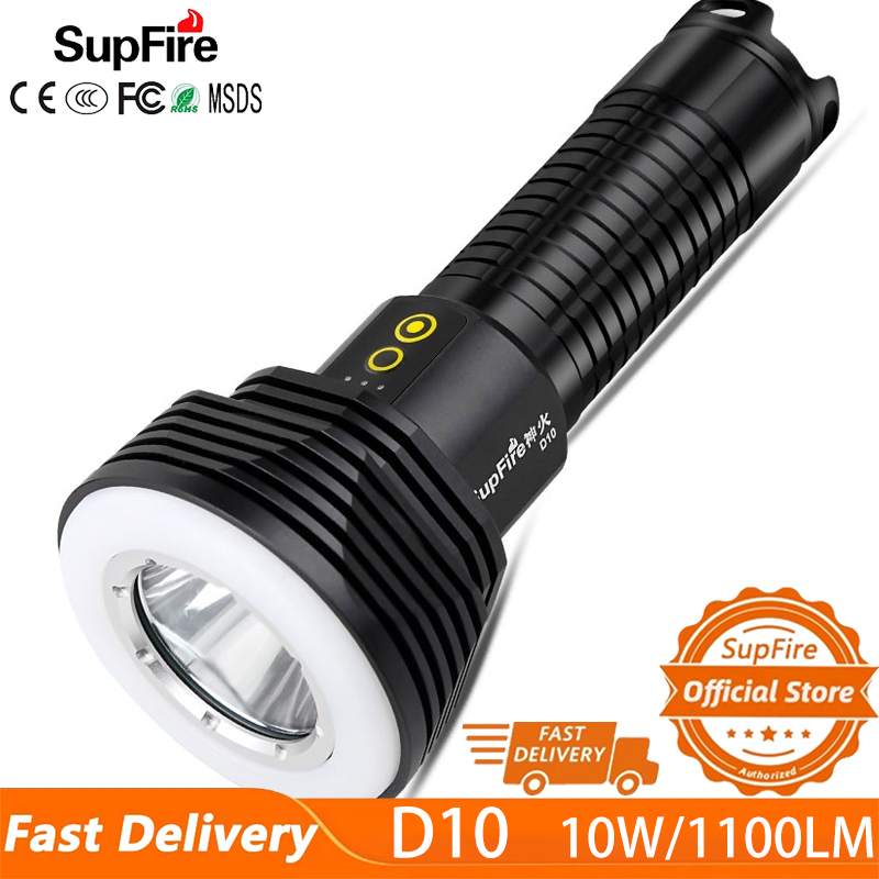 Đèn Flash LED Supfire D10 Đèn Pin Mạnh 1100LM Đa-Chức Năng Với Đèn Pin Quân Sự Chiến Thuật Từ Tính Ngoài Trời