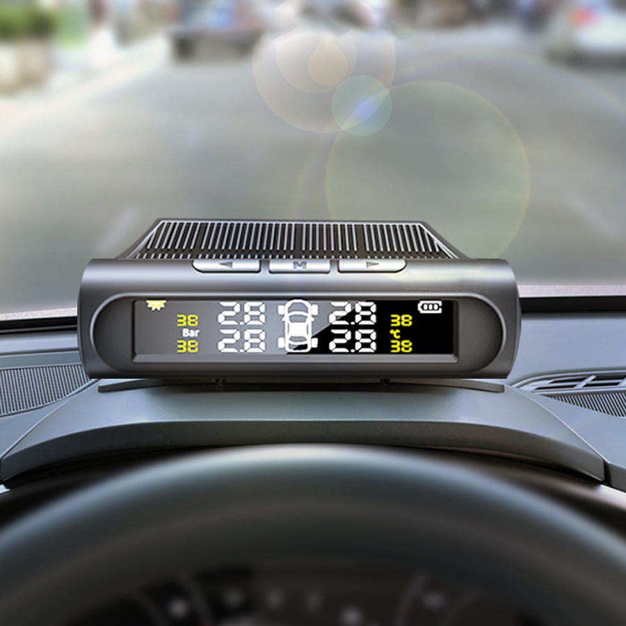 Cảm biến áp suất lốp ô tô xe hơi gắn ngoài cao cấp , Pin sạc năng lượng mặt trời, màn hình LCD, tuổi thọ pin 5 năm