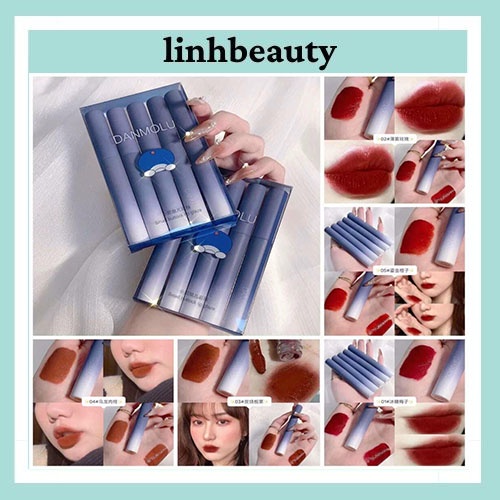 Bộ 5 cây son kem lì DANMOLU bền màu kháng nước lâu trôi