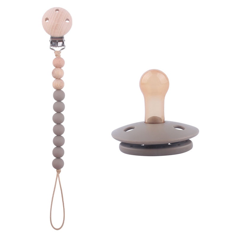 Núm Ti Giả Bằng Silicone Không BPA Thoải Mái Có Chuỗi Kẹp Tiện Lợi Dành Cho Em Bé