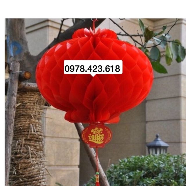 Lồng đèn đỏ chữ Phúc cực dày - đèn lồng đỏ nilong chống nước trang trí ngoài trời