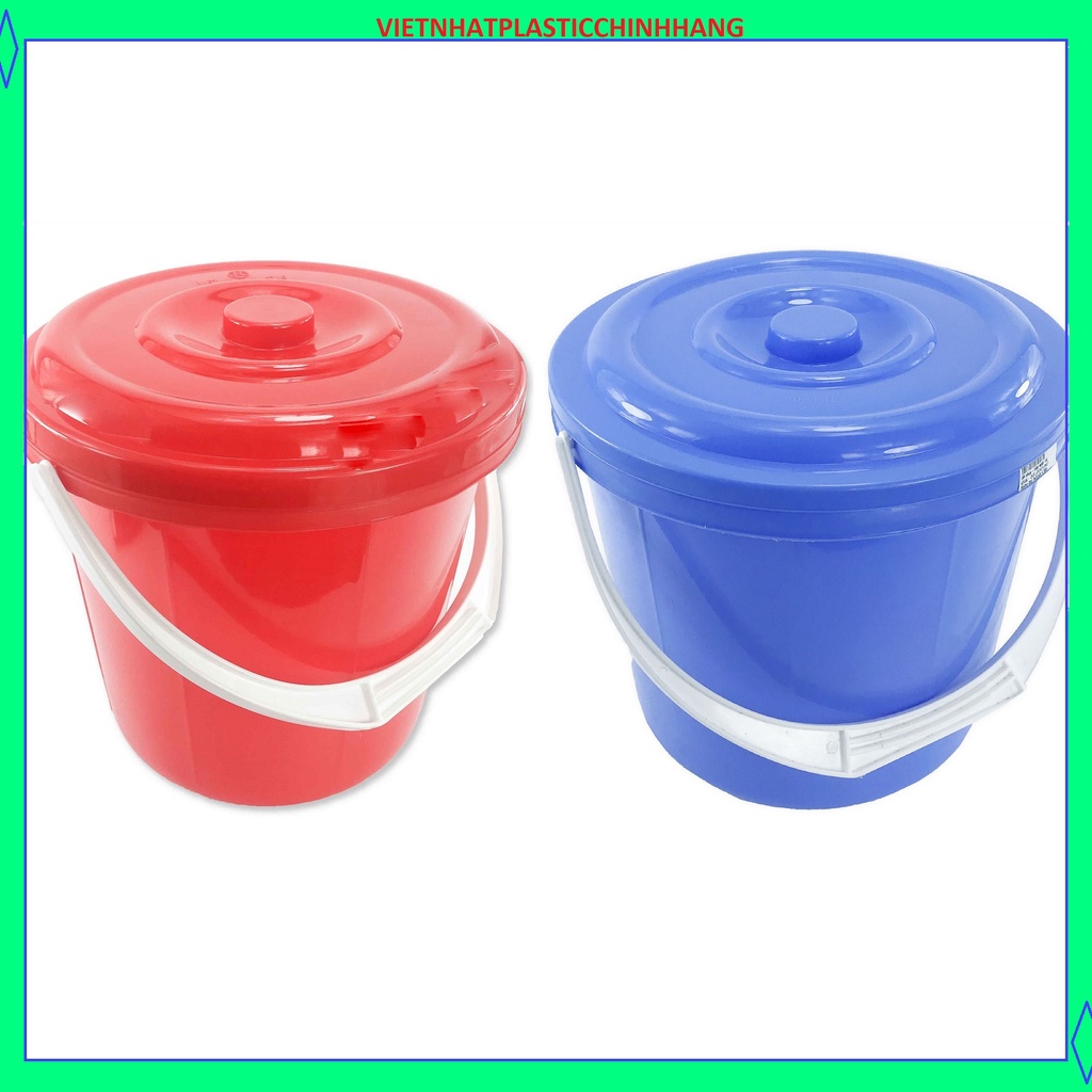 Xô nhựa 10L Tròn Có Nắp và Quai Xách nhựa việt nhật đựng thực phẩm, chứa nước - Xô 10Lit ( 5210 )