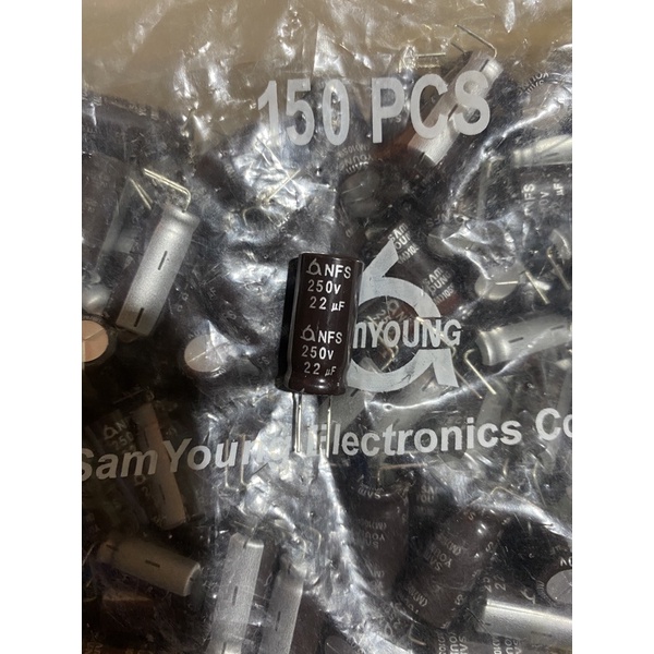 Tụ hoá 250V 150uf 250V 22uf 18x25mm hàng mới chính hãng Samyoung