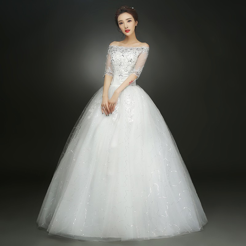 bán trước khuyến mãired wedding dress áo cưới cô dâu 2021 quà tặng người lớn học sinh cấp 2 mới một bên vai Hàn Q