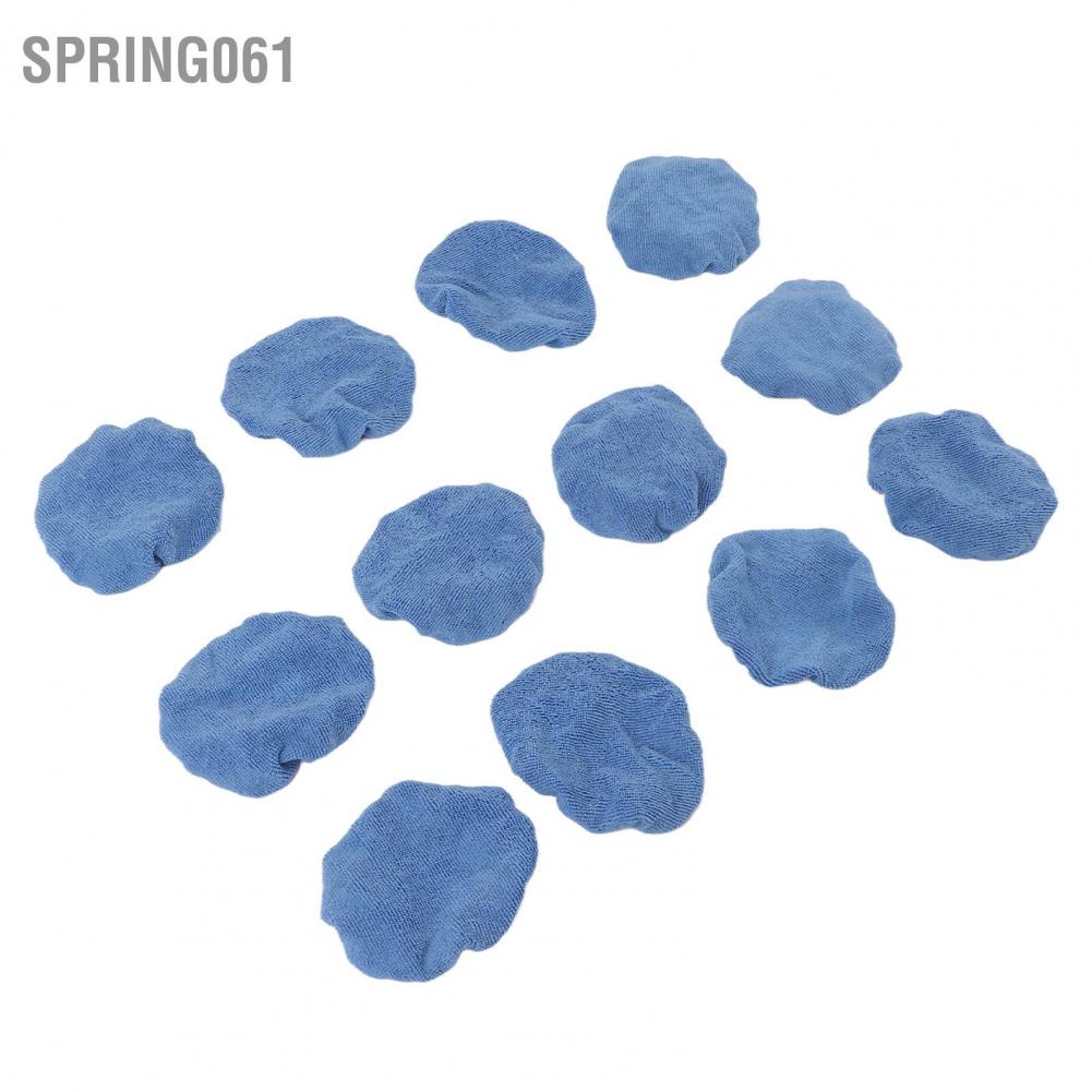 Spring061 12pcs Car Polishing Bonnets 5‑5.7in Microfiber Soft Strong Adsorption Buffing Pad Cover for Polisher