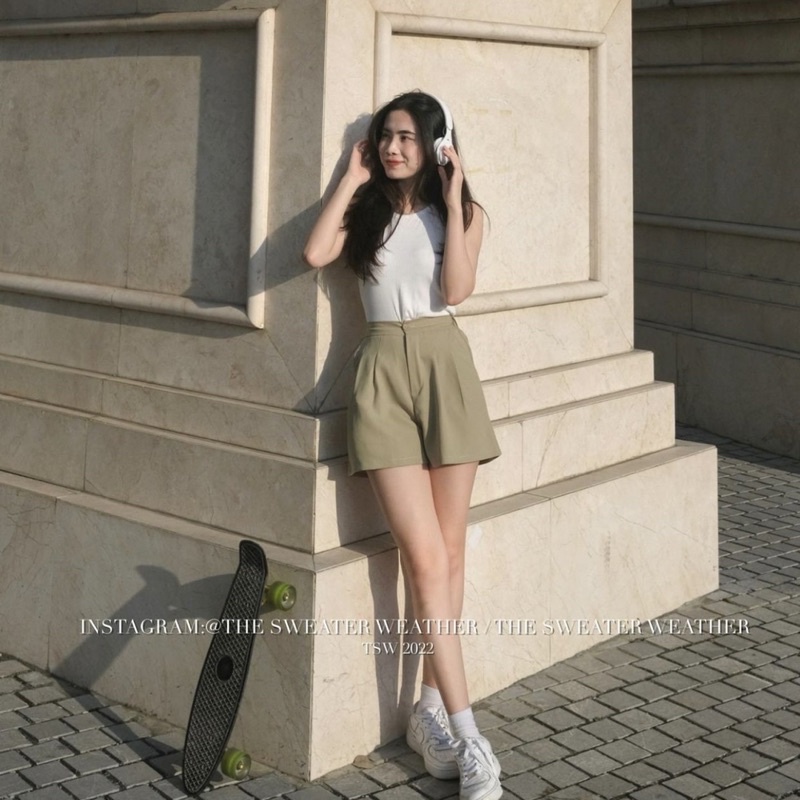 Quần đùi/sooc xếp ly chiết eo 4 màu