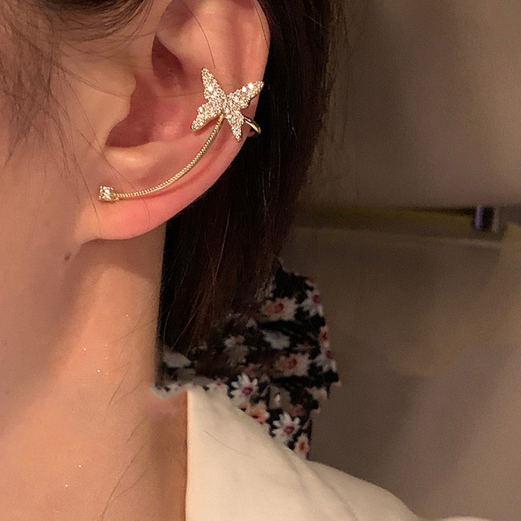 Set bông tai Bell Mew kẹp vành tai bướm vàng kim độc đáo BT278