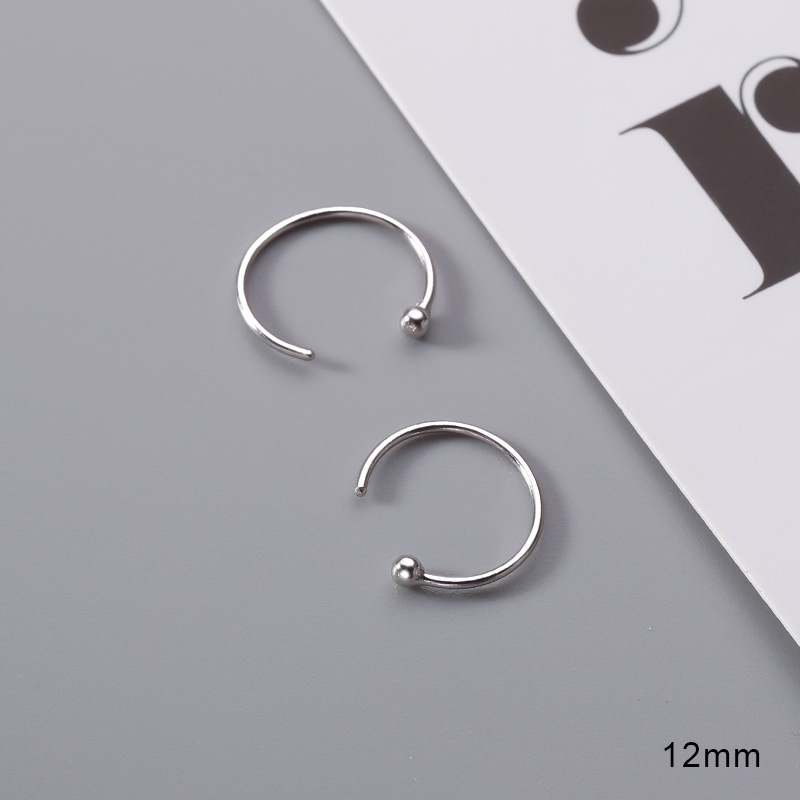 Khuyên tai tròn mạ bạc 925 thiết kế 6mm-10mm