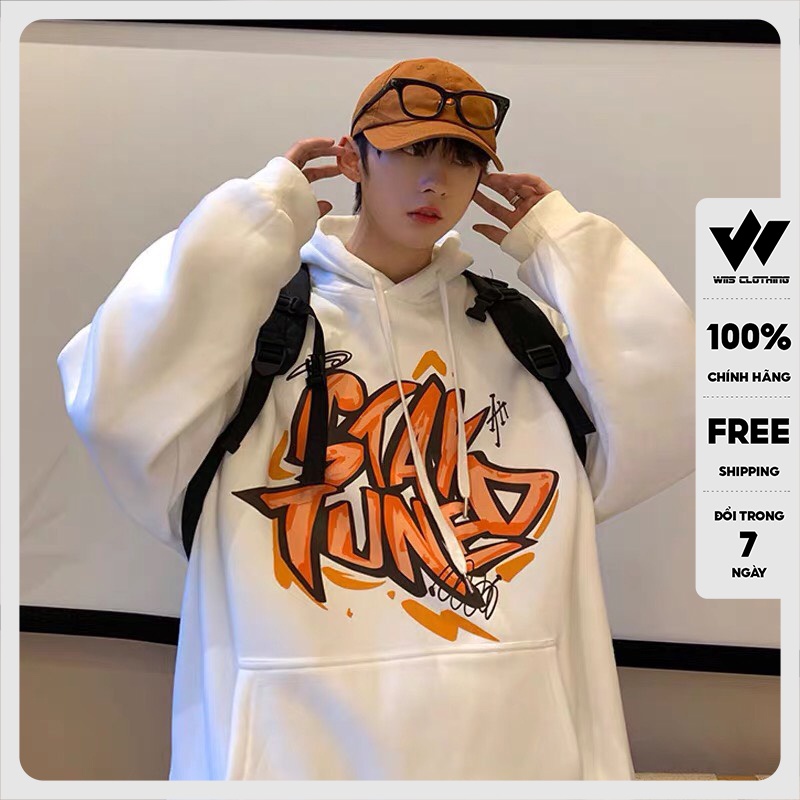 Áo hoodie unisex WIIS form rộng nỉ nam nữ STAY TUNED HD11 thời trang thu đông oversize
