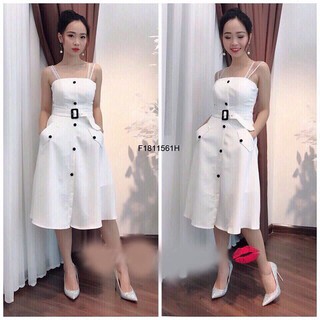 [HOT] Đầm xòe 2 dây đính nút