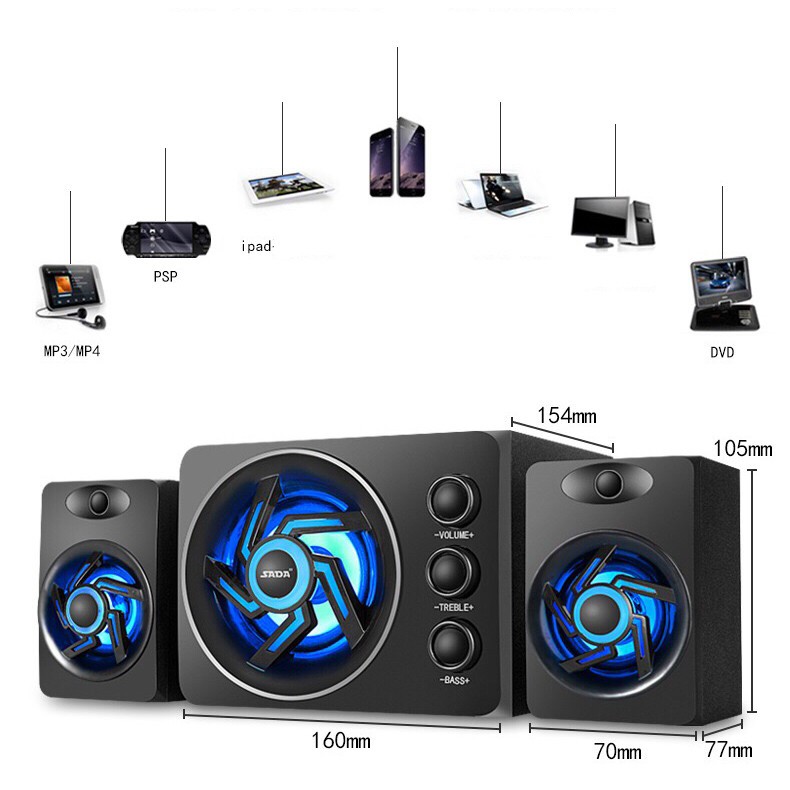 [Mã ELHACE giảm 4% đơn 300K] Loa Máy Tính - SaDa D-209 Bass và RGB - Vô Địch Trong Tầm giá