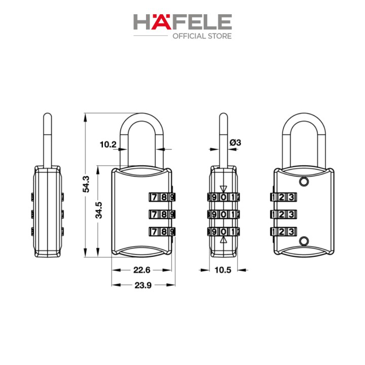 Khóa số HAFELE 20302 màu cam - 482.09.002