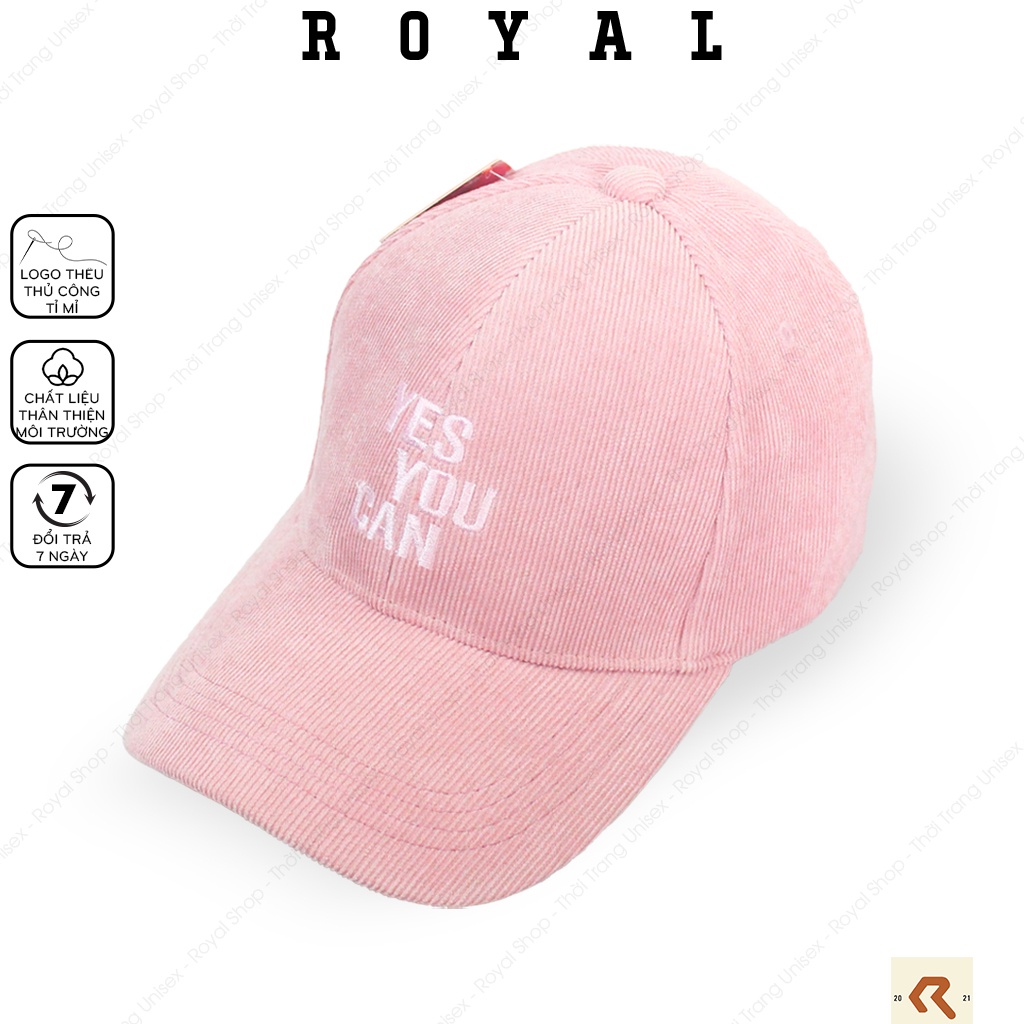 Mũ Lưỡi Trai Nón Lưỡi Trai Nam Nữ Yes You Can Vải Nhung Tăm Mịn Nón Kết - Royal Caps