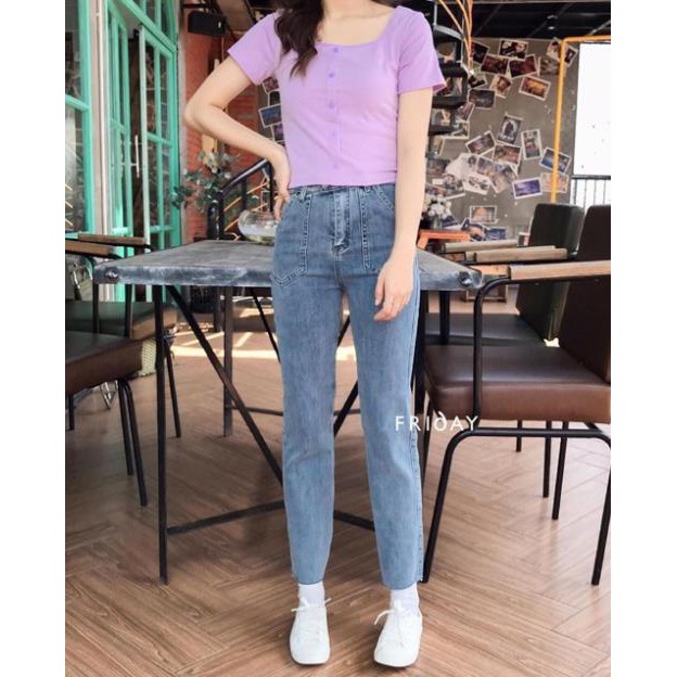 Quần jeans cạp cao ống đứng - mã 3529 hàng QC Đẹp ༷