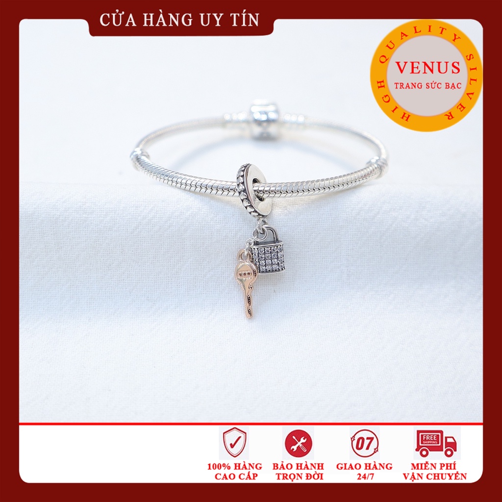 Charm treo chìa khóa ổ khóa bạc 925- Trang sức bạc Venus