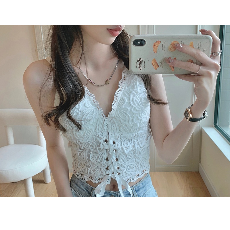 Áo Bra 2 dây ren đan dây dáng croptop sexy Bra02